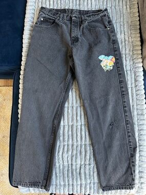 Wrangler Black and Red Logo Relaxed Fit Jeans Label Detail